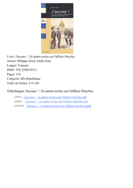 J`accuse ! : Et autres textes sur l`affaire Dreyfus