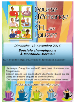 Dimanche 13 novembre 2016 Spéciale champignons À Montalieu