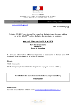 INVITATION PRESSE - Portail de l`&eacute;conomie et des finances