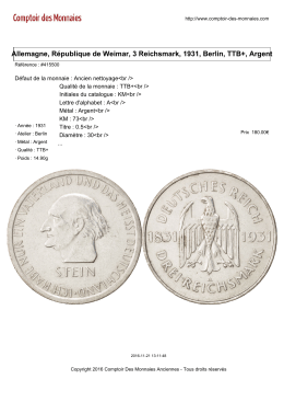 Allemagne, R&eacute;publique de Weimar, 3 Reichsmark, 1931, Berlin