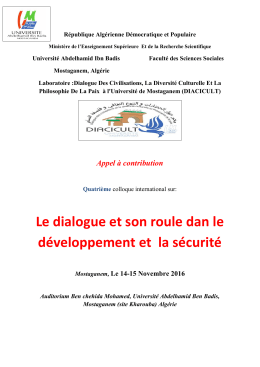 Le dialogue et son roule dan le d&eacute;veloppement et la s&eacute;curit&eacute;
