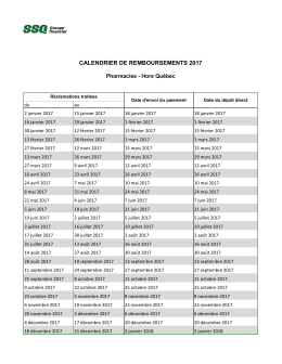 Calendrier de remboursement 2017