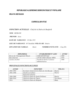 Curriculum Vitae Chef de daira de Boufarik
