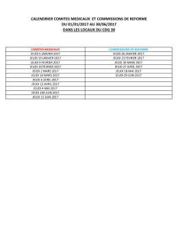 CALENDRIER 2017 premier semestre