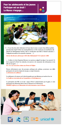 Page 1 Pour les adnlescents et les jeunes Participer est un droit! Le