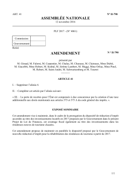 ASSEMBL&Eacute;E NATIONALE AMENDEMENT