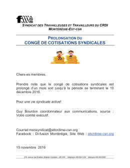 congé de cotisations syndicales - Syndicat des travailleuses et