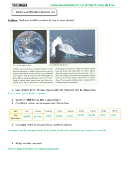 Th.1-Chap.1 Correction/Activité n°1.Les différents états de l`eau