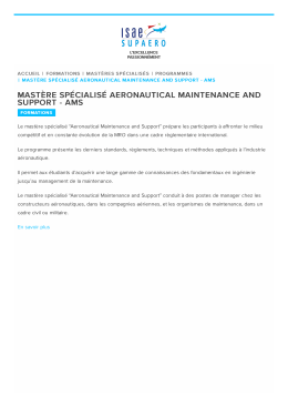 Mastère spécialisé Aeronautical Maintenance and Support