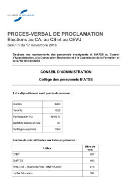 CA - Collège des personnels BIATSS