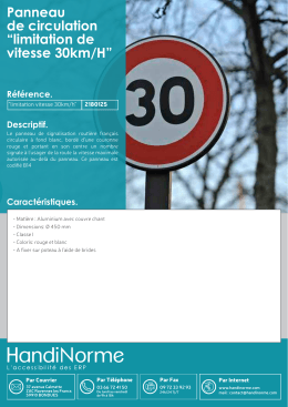 Panneau de circulation &ldquo;limitation de vitesse 30km/H&rdquo;