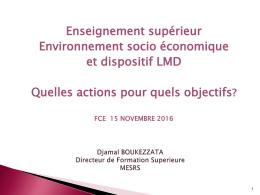 Enseignement supérieur Environnement socio économique et