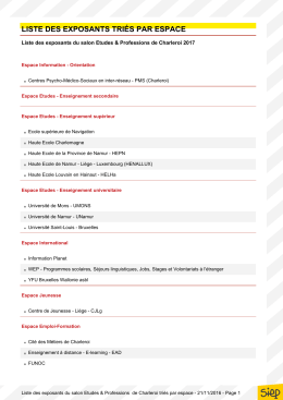 liste des exposants triés par espace