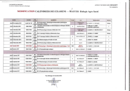 Calendrier semestre 1 2016-2017