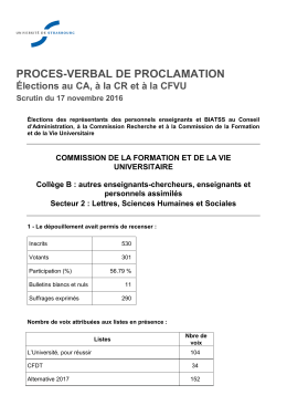 CFVU - Collège B - Université de Strasbourg