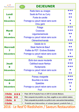 Menu du 5 au 9 décembre 2016