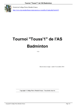 Tournoi "Touss`1" de l`AS Badminton