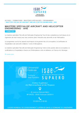 Mastère spécialisé Aircraft and Helicopter Engineering - AHE