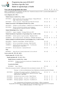 Vue cycle du programme des cours Programme des cours 2016
