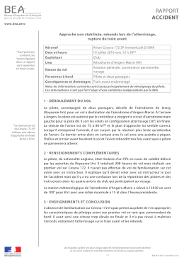 Approche non stabilisée, rebonds lors de l`atterrissage