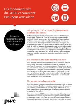 Les fondamentaux du GDPR et comment PwC peut vous aider