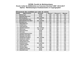 USTHB, Faculté de Mathématiques Procès verbal de Délibération