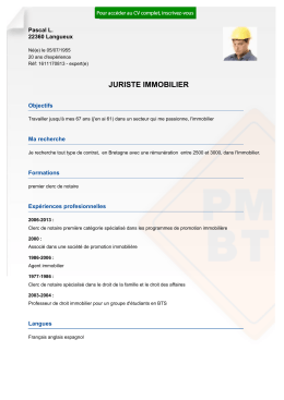 Recrutement CV JURISTE IMMOBILIER