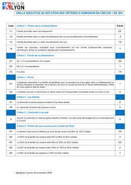 Grille indicative de notation des critères d`admission