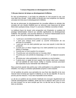 7 erreurs fréquentes en développement d`affaires. 1) Ne pas