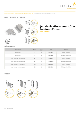 Jeu de fixations pour côtes hauteur 83 mm | Tiroir Vantage