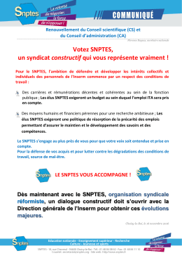 Votez SNPTES, un syndicat constructif qui vous représente vraiment !