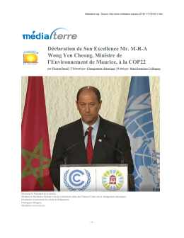 D&eacute;claration de Son Excellence Mr. MRA Wong Yen