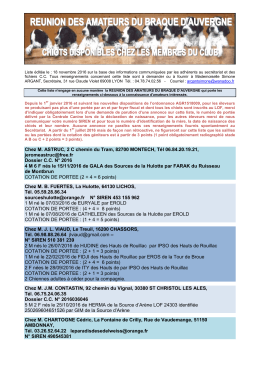 liste de chiots. - le braque d`auvergne