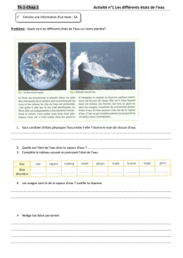 Th.1-Chap.1 Activité n°1.Les différents états de l`eau