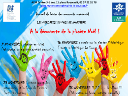 Planning des mercredis de novembre Accueil