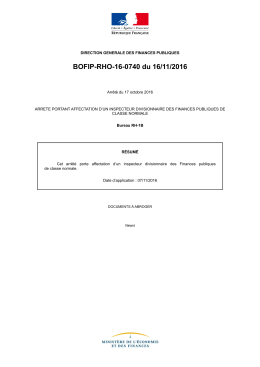 BOFIP-RHO-16-0740 du 16/11/2016 : Arrêté du 17 octobre 2016