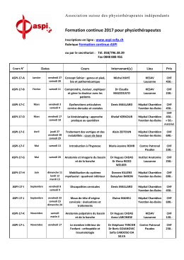 Agenda des cours 2017
