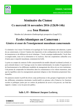 Ecoles islamiques au Cameroun - Universit&eacute; catholique de Louvain