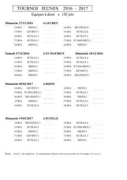 TOURNOI JEUNES 2016 : 2017