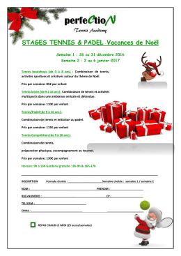 Stages Hiver 2016, Formules