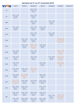 Semaine du 21 au 27 novembre 2016