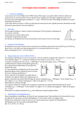 statique des fluides &ndash; exercices