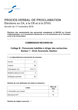 CR - Collège B - Université de Strasbourg