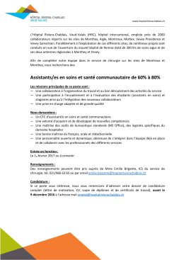 Annonce - ASSC Chirurgie - 17.11.2016 - H&ocirc;pital Riviera