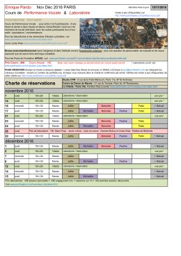 LABORATOIRES et COURS de PERFORMANCE VOCALE