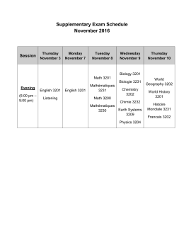 Supplementary Exam Schedule November 2016