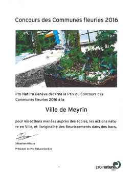1er prix du concours des communes fleuries 2016 attribué à la ville
