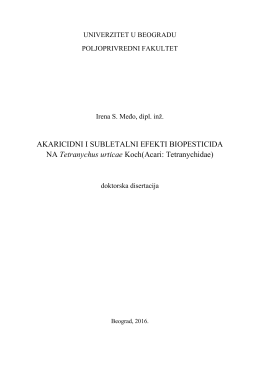 AKARICIDNI I SUBLETALNI EFEKTI BIOPESTICIDA NA