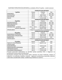 RASPORED POPRAVNIH KOLOKVIJUMA za studijsku 2016/17