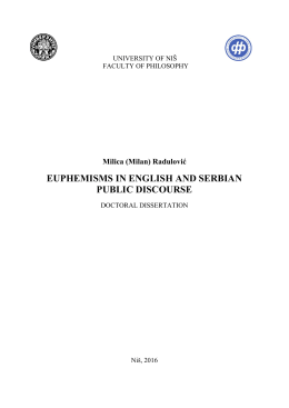 EUPHEMISMS IN ENGLISH AND SERBIAN PUBLIC DISCOURSE